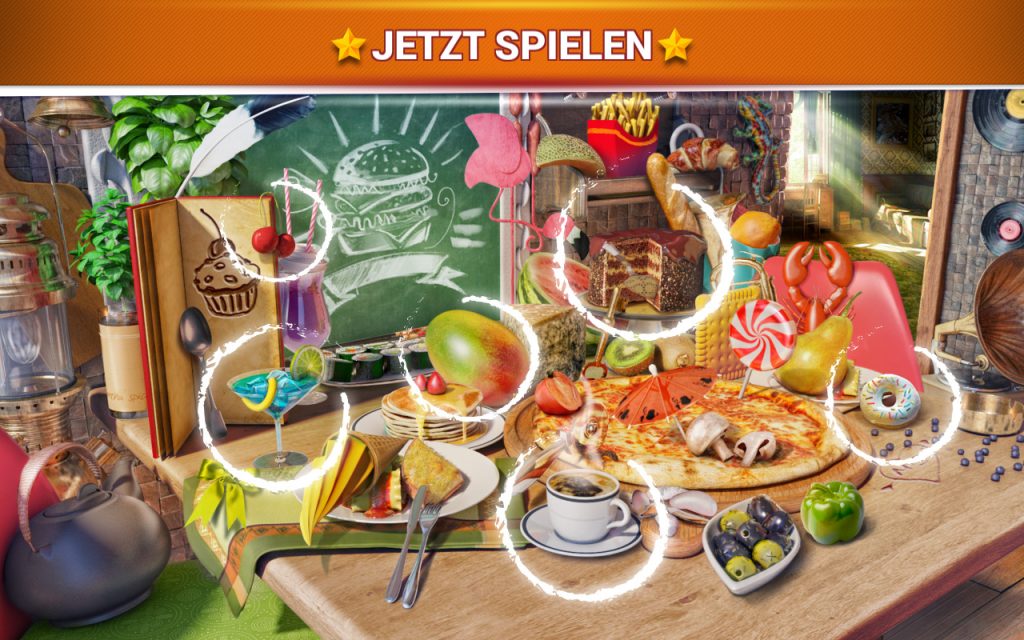 Wimmelspiel Essen - Wimmelbild ohne Zeitlimit kostenlos